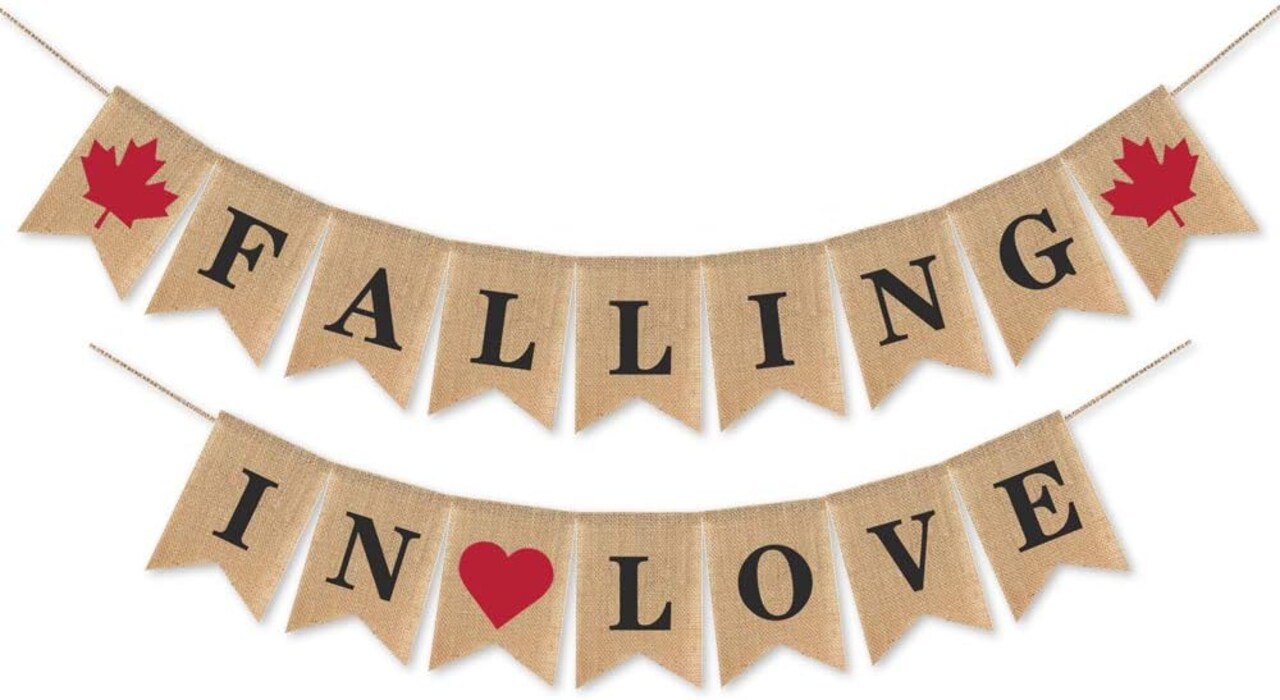 Burlap Falling in Love Banner with Maple Leaf Fall Autumn Wedding Supplies Engagement Bridal Shower Garland Decoration